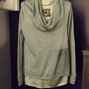 White house Black Market dbl layer grey sweater